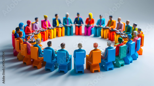 Experts in a forum setting debate and discuss various strategies for population control and its implications 3D Icon as Forum discussion in isometric scene