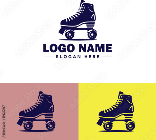 Roller skate icon Rollerblade Inline skate Quad skate flat logo sign symbol editable vector