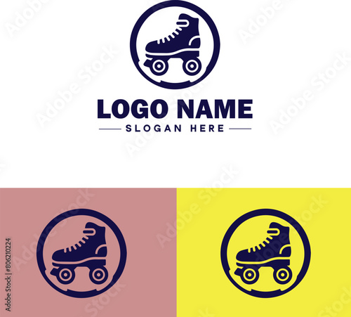 Roller skate icon Rollerblade Inline skate Quad skate flat logo sign symbol editable vector