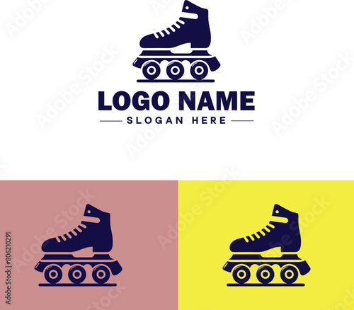 Roller skate icon Rollerblade Inline skate Quad skate flat logo sign symbol editable vector
