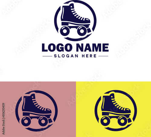 Roller skate icon Rollerblade Inline skate Quad skate flat logo sign symbol editable vector
