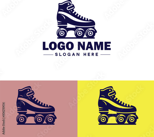 Roller skate icon Rollerblade Inline skate Quad skate flat logo sign symbol editable vector