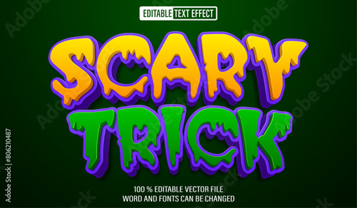 Editable 3d text style effect - Scary Trick Halloween text effect Template