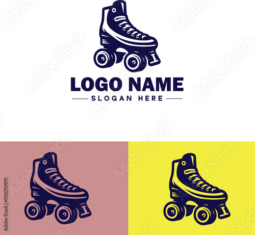 Roller skate icon Rollerblade Inline skate Quad skate flat logo sign symbol editable vector