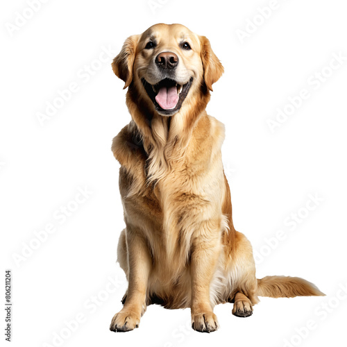 golden retriever dog jumping and running isolated transparent