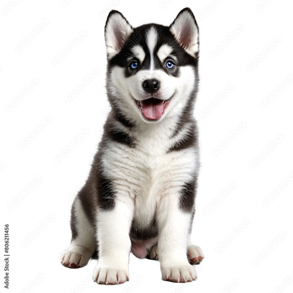 husky dog puppy sitting isolated transparent