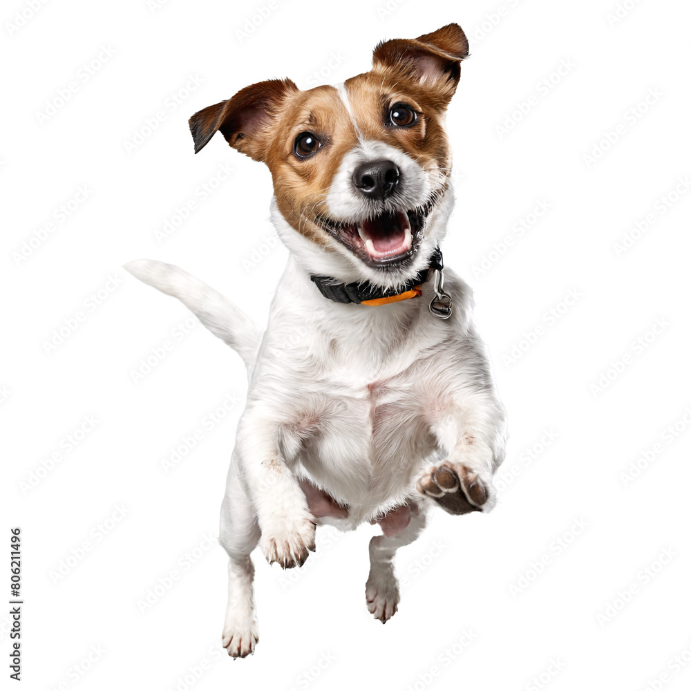 jack russel terrier dog jumping and running isolated transparent