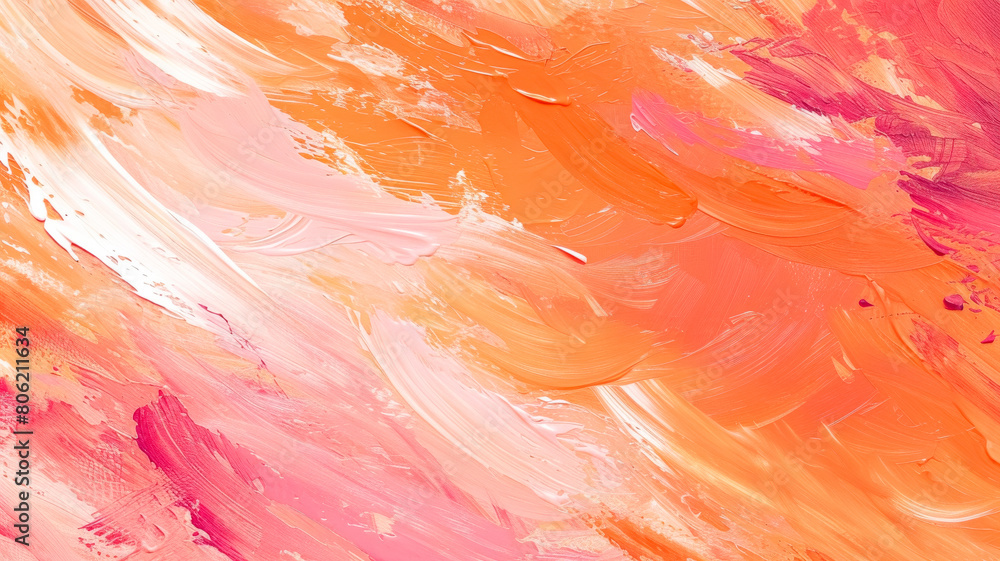 free space for title banner with peach color , heavy brush stroke acrylic
