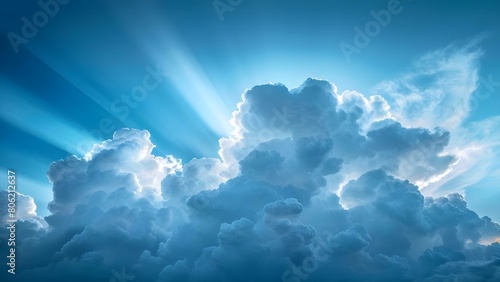 The beauty of cumulus clouds in an electric blue sky: where nature meets cloud technology. Concept Nature Photography, Clouds, Blue Sky, Weather, Technology