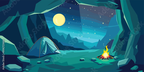 Mountain Grotto Getaway: Camping under the Starlit Sky