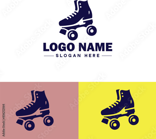 Roller skate icon Rollerblade Inline skate Quad skate flat logo sign symbol editable vector
