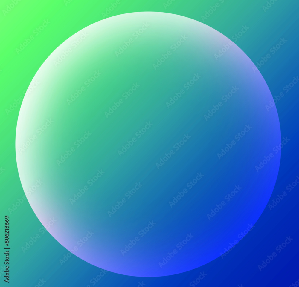 Gradient Royal Blue and Lime Green Frame with 3D Sphere Shaped Copy Space