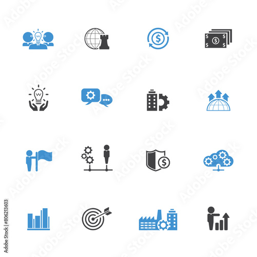 Universal business management and human resources icon set. Universal icons for web and mobile. Vector.	