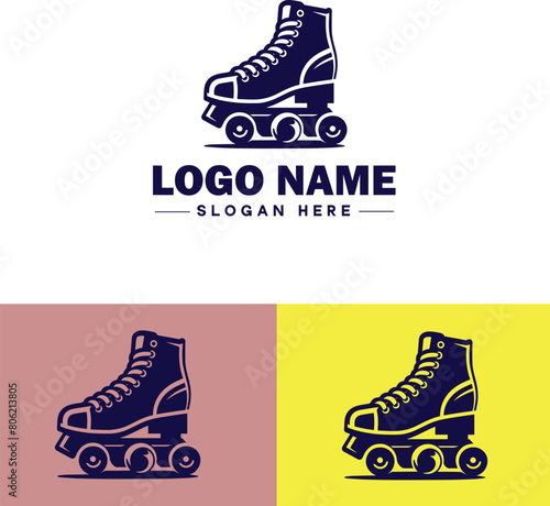 Roller skate icon Rollerblade Inline skate Quad skate flat logo sign symbol editable vector