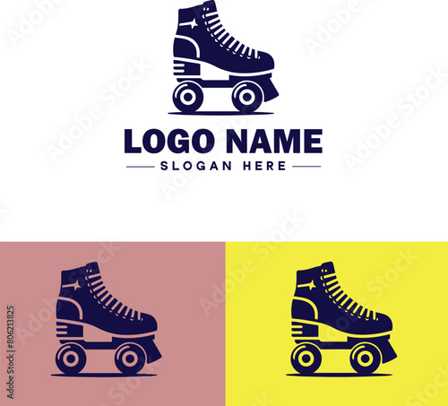 Roller skate icon Rollerblade Inline skate Quad skate flat logo sign symbol editable vector