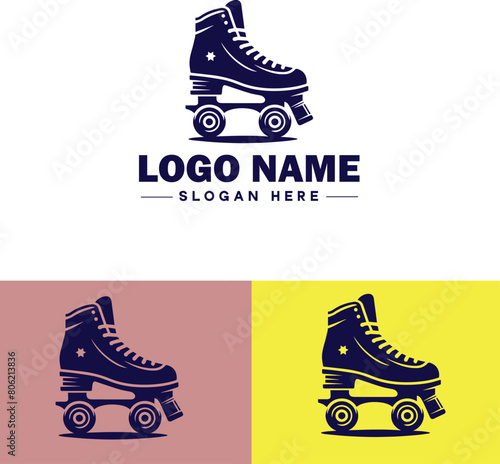 Roller skate icon Rollerblade Inline skate Quad skate flat logo sign symbol editable vector