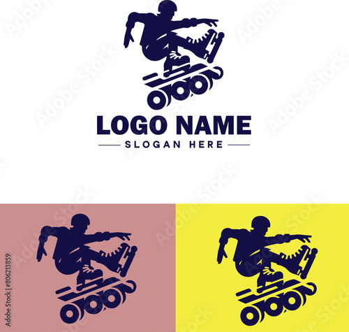 Roller skate icon Rollerblade Inline skate Quad skate flat logo sign symbol editable vector