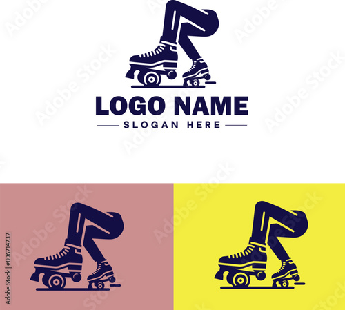 Roller skate icon Rollerblade Inline skate Quad skate flat logo sign symbol editable vector