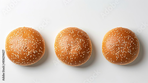 Top view of Hamburger bun on white background