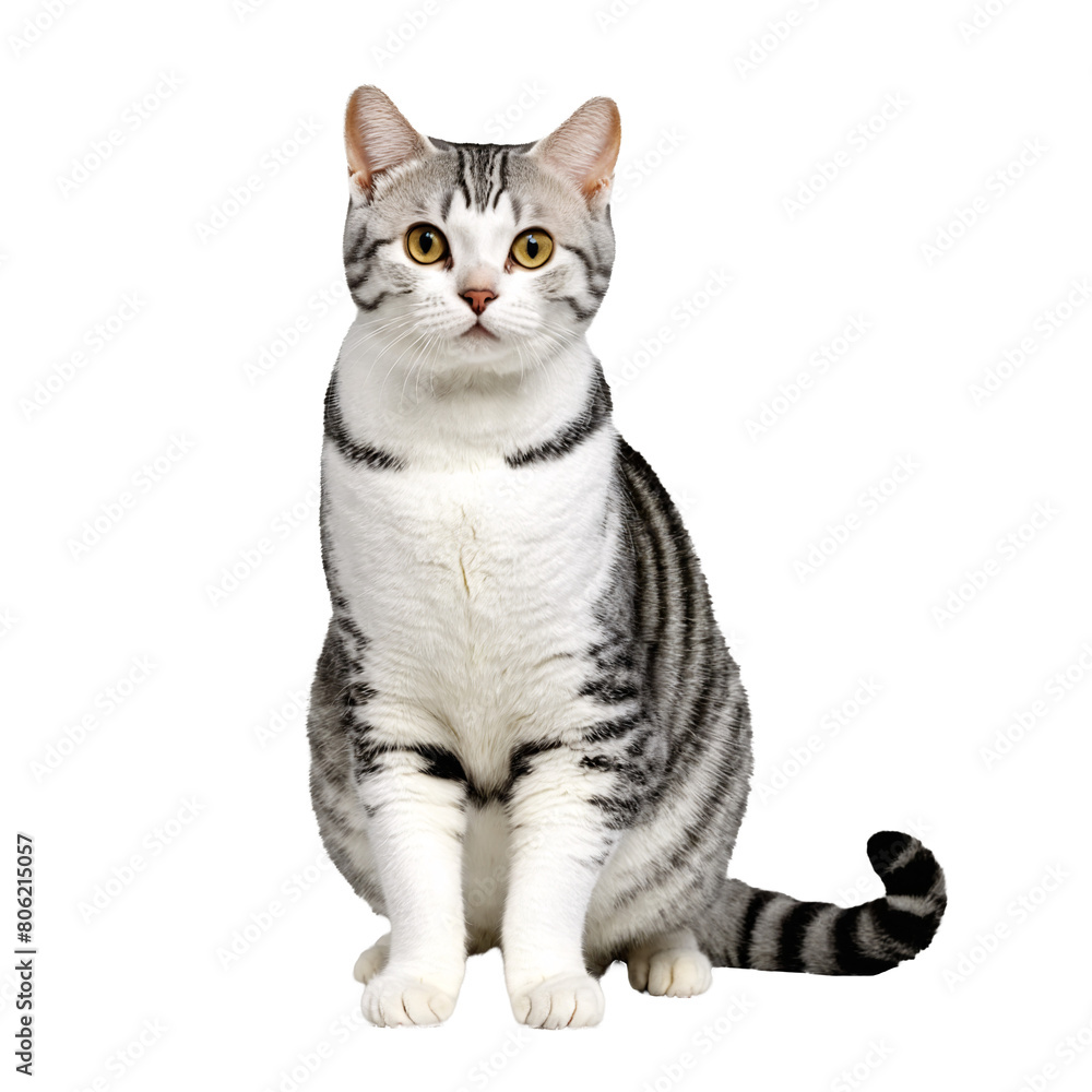 american shorthair cat sitting isolated transparent photo