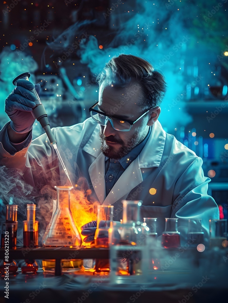 Scientist Conducting Experiments in a Laboratory Exploring the Mysteries of the Universe