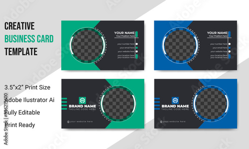 Modern Business Card Template Design With Image And Elegant dark background.
