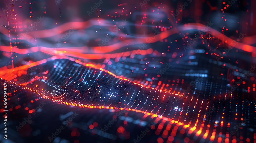 Dynamic digital graph with glowing stock market data, visualizing trading trends and financial market volatility in a hightech environment Dynamic digital graph with glowing stock market data, visualizing trading trends and financial market volatility in a hightech environment