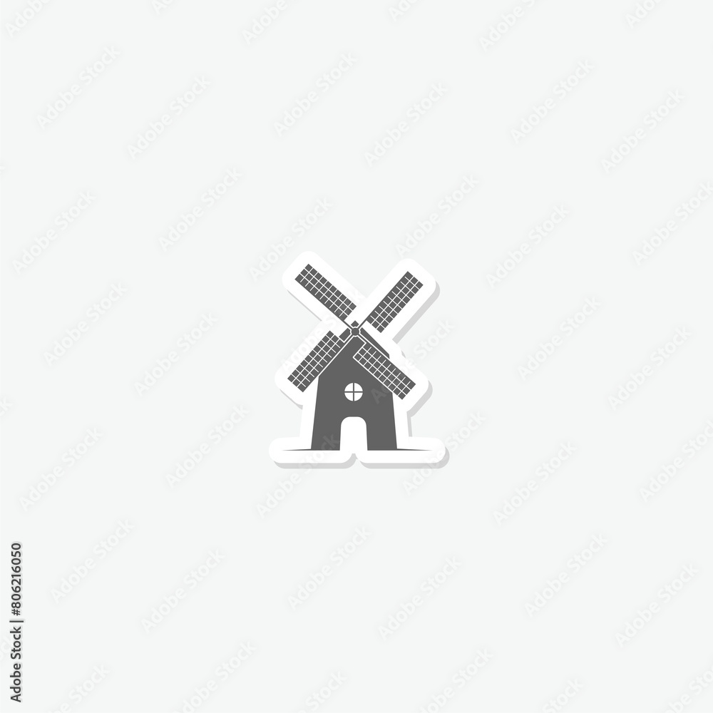 Fototapeta premium Windmill logo design sticker isolated on gray background