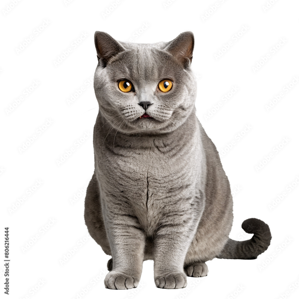 british shorthair cat sitting and jumping isolated transparent photo