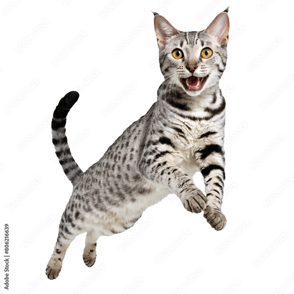 egyptian mau cat running and jumping isolated transparent photo egyptian mau cat running and jumping isolated transparent photo
