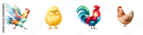 Wallpaper Mural Watercolor set chicken on white background Torontodigital.ca