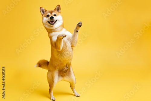 cute shiba dog having fun and dancing   dog smile   Shiba coin