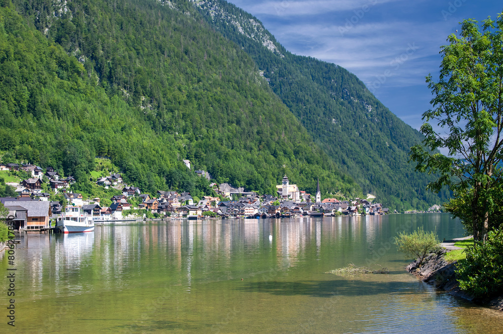 Hallstatt at Lake Hallstatt,upper Austria,Austria Hallstatt at Lake Hallstatt,upper Austria,Austria
