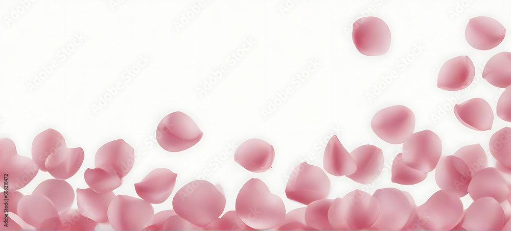 Abstract background with flying pink rose petals.
