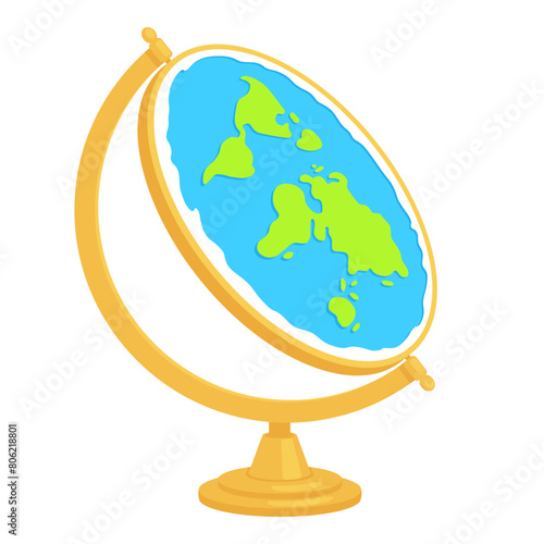 Flat earth globe model illustration