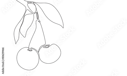 Wallpaper Mural Cherry one line continuous. Line art cherry. Hand drawn vector art. Torontodigital.ca