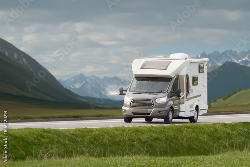 Road Tripping in Nature with a Scenic C-class Motorhome Adventure. Into the wilderness with a modern RV.