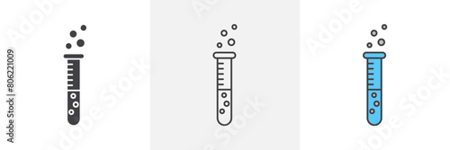 Chemical Research Icon Set. Lab test tube vector symbol. Scientific experimentation and analysis sign.