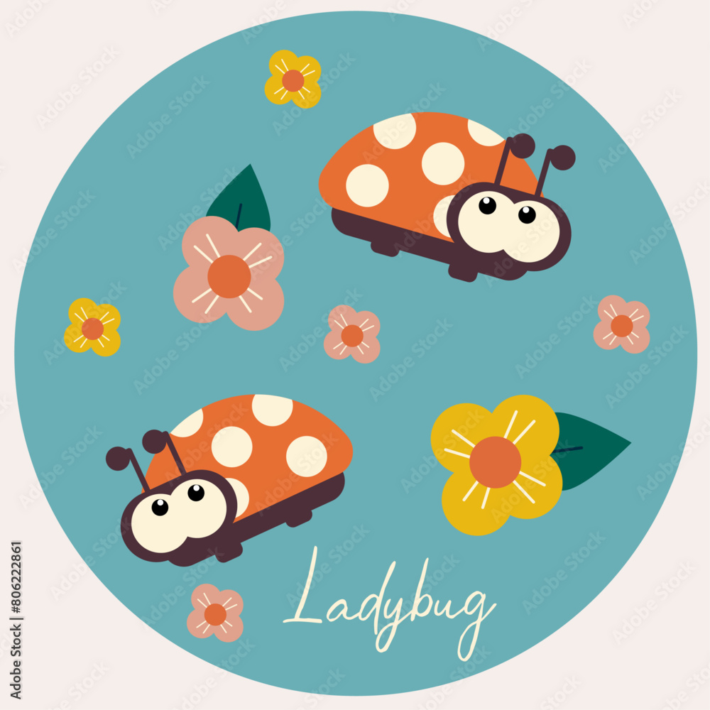 Fototapeta premium Flat Design Illustration with Ladybug