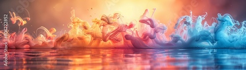 Animated background of flowing vibrant ink in water with lighting effects