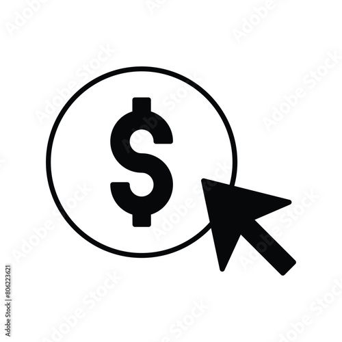 pay per click icon with white background vector stock illustration