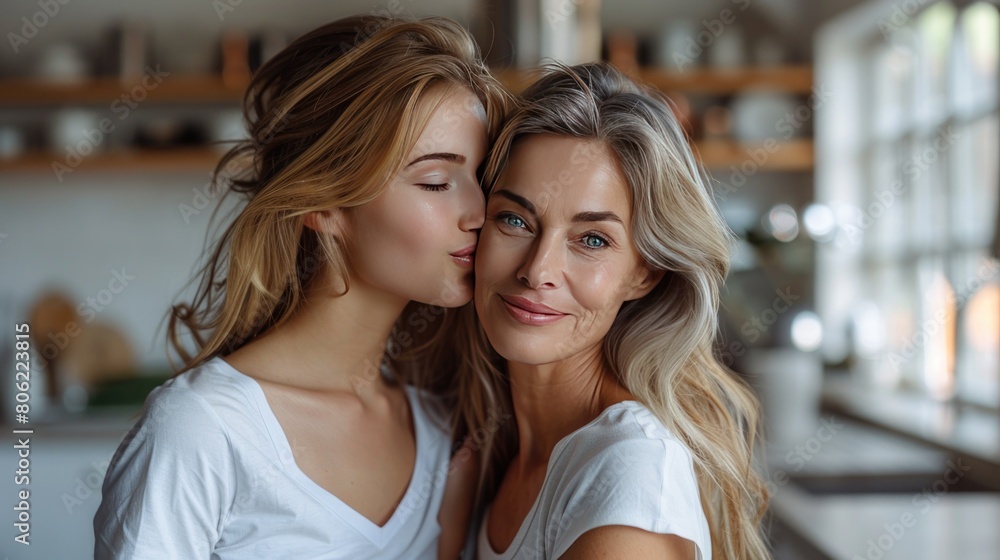 Intimate Moment Between Mother and Daughter at Home Intimate Moment Between Mother and Daughter at Home