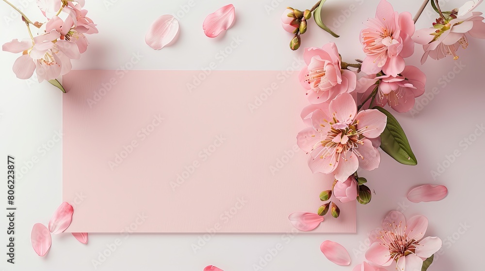 Elegant Pink Cherry Blossom Frame on Pale Background for Springtime Design