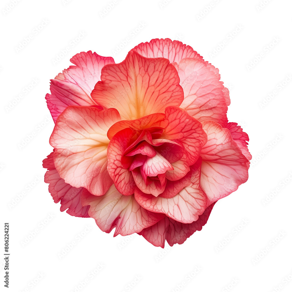 The image shows a beautiful flower with pinkish-red petals and a yellow center. The edges of the petals are slightly curled, giving the flower a delicate and romantic look. The image shows a beautiful flower with pinkish-red petals and a yellow center. The edges of the petals are slightly curled, giving the flower a delicate and romantic look.