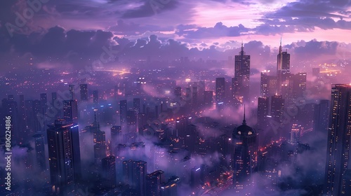 Night city landscape wallpaper