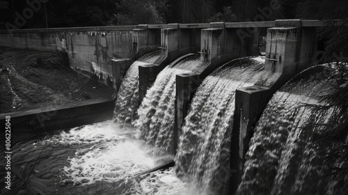 The weir of a hydropower plant, a critical component designed to control water flow and generate energy efficiently photo