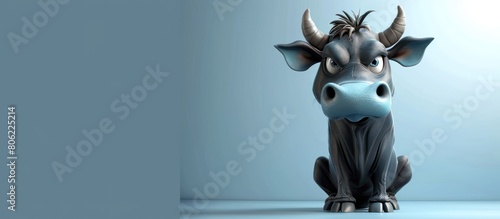 Cow Character on solid background copy space photo