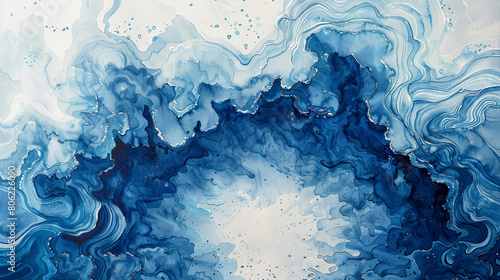 Abstract blue watercolor background.Hand painted watercolor.