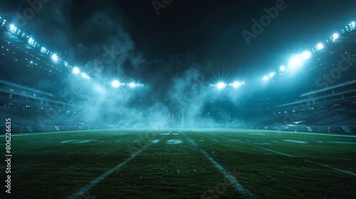 Football stadium photography with some lights and fog