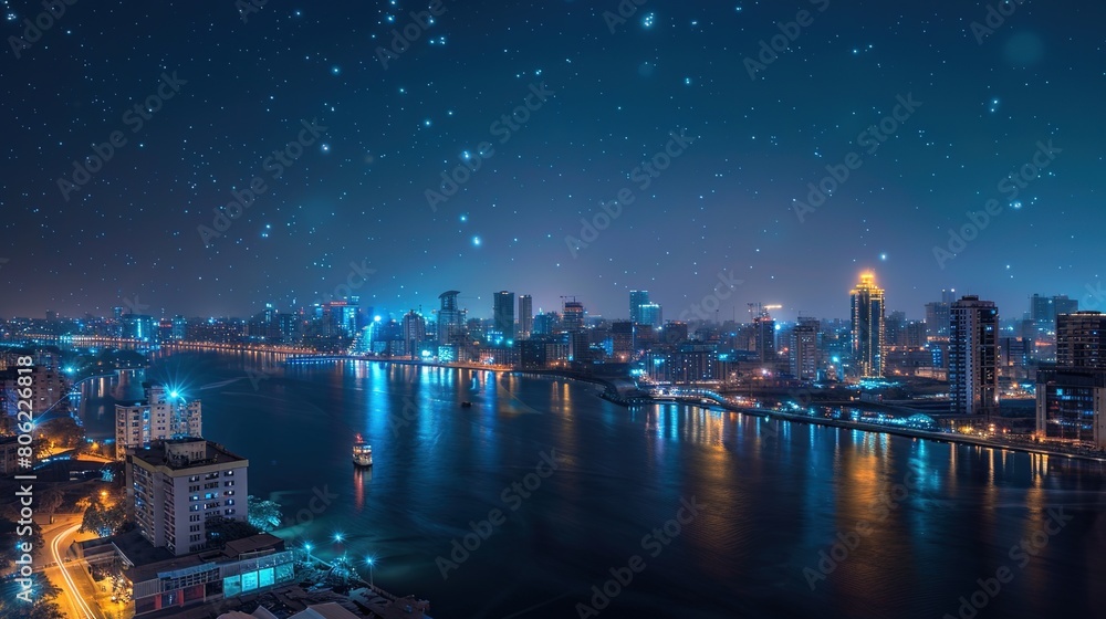 Night city landscape wallpaper